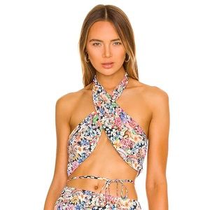Size Small • For Love & Lemons Deidre Halter Scarf Top